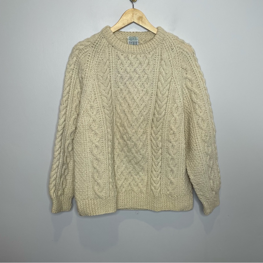 VTG BLARNEY WOOLEN MILLS 100% Merino Wool Cable Knit Crew Neck Sweater No Size
